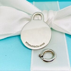 Tiffany Co Sterling Silver ROUND TAG CHARM WITH SPRING CLASP AG925 New W/box